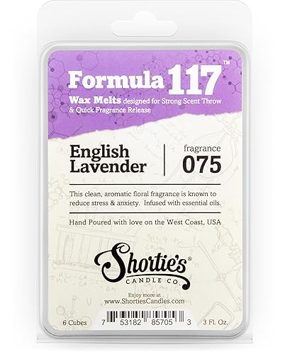 Shortie's Candle Company Pure English Lavender Wax Melts - Formula 117-1 Highly Scented 3 Oz. Bar - Made with Essential & Natura